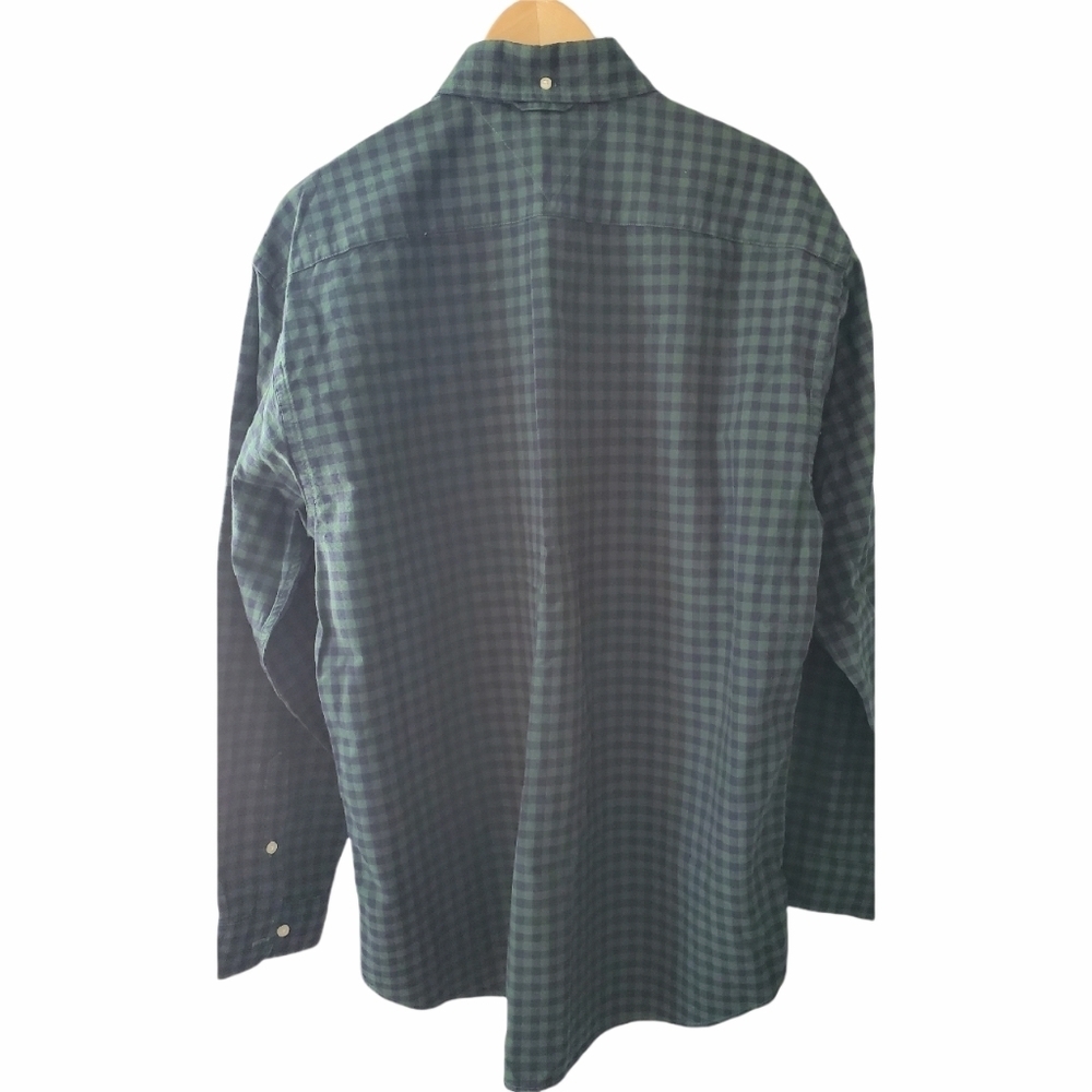 Tommy Hilfiger Navy and Green Check Button Up - Picture 2 of 5